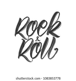 Vector illustration: Handwritten type lettering print of Rock And Roll on white background