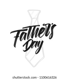 Vector illustration: Handwritten type lettering composition of  Father's Day with hand drawn tie on white background