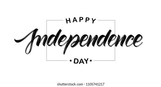 Vector illustration: Handwritten type lettering composition of Happy Independence Day. typographic design.