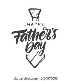 Vector illustration: Handwritten type lettering composition of Happy Father's Day with hand drawn tie on white background