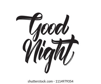 Vector illustration: Handwritten type lettring of Good Night on white background