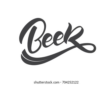 Vector illustration: Handwritten vintage brush lettering of Beer on white background