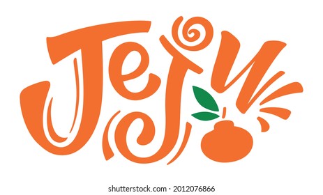 Vector Illustration Of Handwritten Word Jeju. Sticker, Label, Logo, Panner, Or Poster Template. EPS10