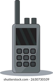 Vector illustration of a handy talky walkie-talkie with antenna and keypad. Perfect for communication tech content, emergency gear, and two-way radio designs.