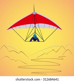 Vector illustration of the hang glider.