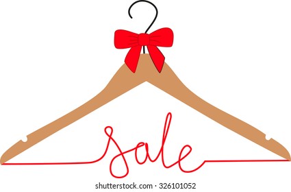 vector illustration hangers with discount on the white background