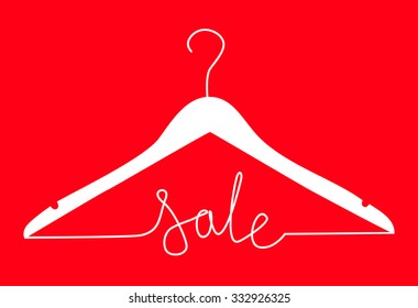 vector illustration hangers with discount on the red background