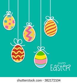 Vector illustration of a Hanging Easter Egg Background for Happy Easter.
