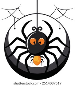 Vector Illustration of a Hanging Halloween Spider