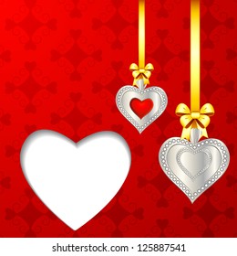 vector illustration of hanging heart on love background