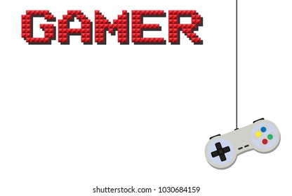 Vector illustration of hanging joystick with "GAMER" title