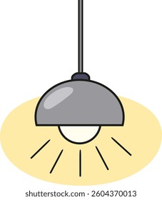 vector illustration of a hanging lamp. light burning on the chandelier