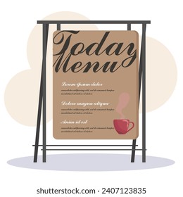 Vector illustration hanging menu with woods ornament