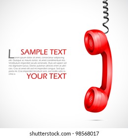 vector illustration of hanging phone receiver against abstract background