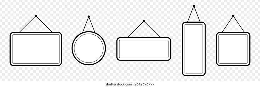 Ilustração vetorial do conjunto de fotoquadros suspenso isolado no fundo transparente