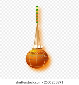 Vector illustration of hanging pot filled with butter on transparent background