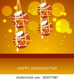Vector illustration of a Hanging pot and for Happy Janmashtmi.