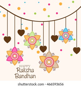 Vector illustration of a Hanging Rakhi background for indian festival of raksha bandhan celebration.