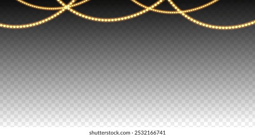 Vector illustration of hanging string lights frame on transparent background
