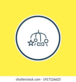 Vector illustration of hanging toy icon line. Beautiful child element also can be used as crib icon element.