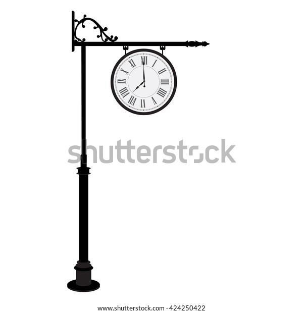 Vector Illustration Hanging Vintage Street Clock Stock Vector (royalty 