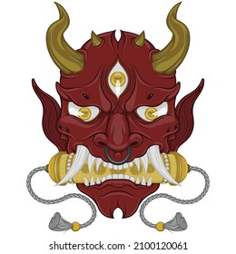 Vector illustration Hannya kabuki mask, Japanese Oni Demon