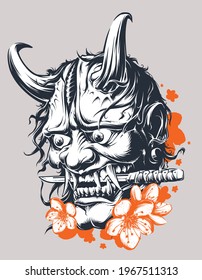 Vector illustration of Hannya Mask