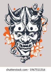 Vector illustration of Hannya Mask