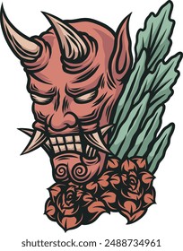Vector Illustration of Hannya Mask