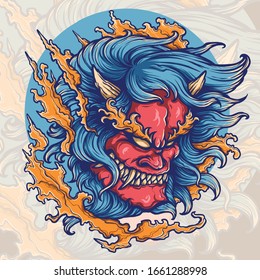 Vector illustration of hannya oni demon