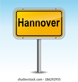 Vector illustration of hanover signpost on sky background