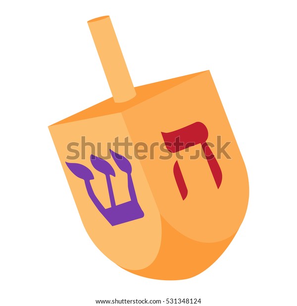 Vector illustration of Hanukkah dreidel, and its\
letters of the Hebrew alphabet. Chanukah dreidel icon. Jewish,\
hebrew toy