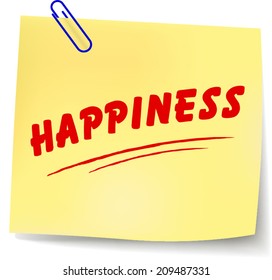 Vector illustration of happiness paper message on white background