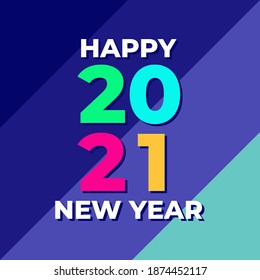 vector illustration of happy 2021 new year with gradient background