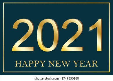 Vector illustration for happy 2021 year background. Green decoration for a holiday poster or calendar. Stock Photo.