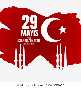 Vector Illustration of Happy 29th of Istanbul conquest 1453 vectors Turkish: 29 mayıs istanbul'un fethi kutlu olsun 1453 