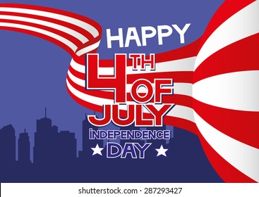 Vector illustration. Happy 4th of July - Independence Day.