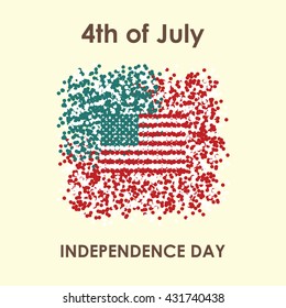vector illustration / happy 4th of july greeting card / confetti flag design for independence day 