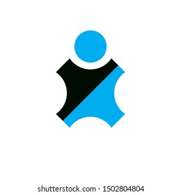 Vector illustration of happy abstract human with reaching up. Liberty conceptual icon. Happiness metaphor symbol. Business innovation idea creative logotype.