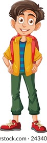 Vector illustration of a happy, adventurous boy