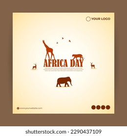 Vector illustration of Happy Africa Day banner social media story feed mockup template post