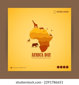 Vector illustration of Happy Africa Day banner social media story feed mockup template post