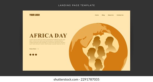 Vector illustration of Happy Africa Day Website landing page banner mockup Template