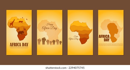 Dibujo vectorial del juego de diseño de publicaciones de la plantilla de la fuente de noticias Happy Africa Day