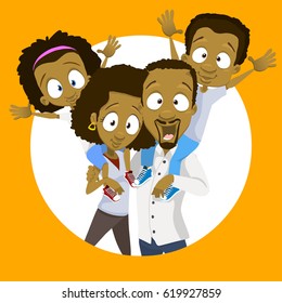 Vector illustration of happy african family