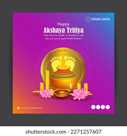 Vector illustration of Happy Akshaya Tritiya social media story feed mockup template
