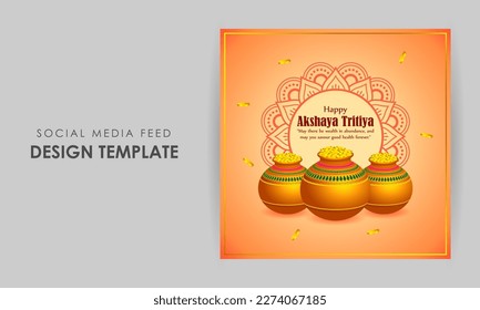 Vector illustration of Happy Akshaya Tritiya social media story feed mockup template