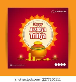 Vector illustration of Happy Akshaya Tritiya social media story feed mockup template