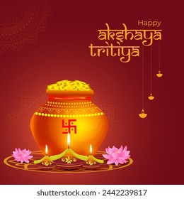 Vector illustration of Happy Akshaya Tritiya social media feed template