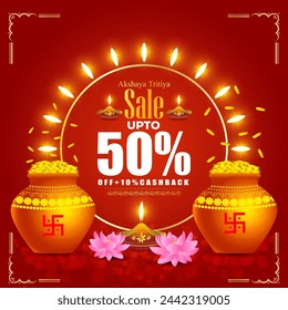 Vector illustration of Happy Akshaya Tritiya Sale social media feed template